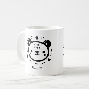 Kawaii cute Bear Face - Kawaii Minimalist Line Art Coffee Mug