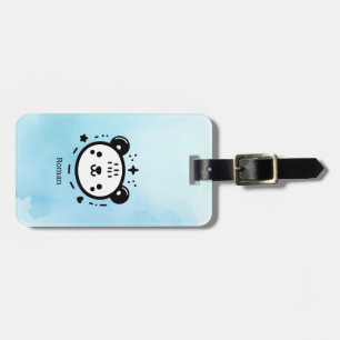 Kawaii cute Bear Face - Kawaii Minimalist Line Art Luggage Tag