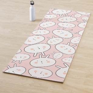 Kawaii Cute Big Bunny Rabbits Pattern Yoga Mat