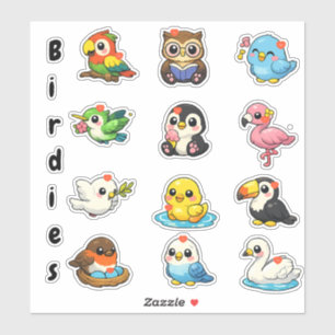 Kawaii Cute Birdies Student Reward Stickers