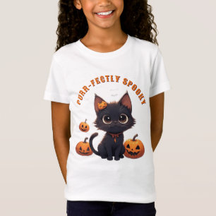 Kawaii Cute Black Cat Halloween 🎃 T-Shirt