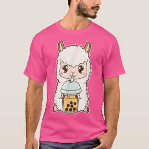 Kawaii Cute Boba Llama Alpaca Mango Bubble Pearl M T-Shirt