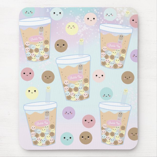 Kawaii Cute Bubble Pearl Milk Tea Tapioca Drink Mouse Mat (Front)