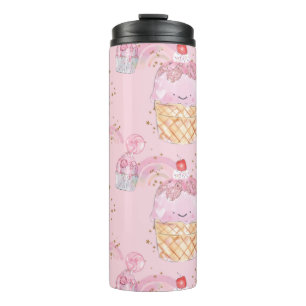 Kawaii Cute Cakes with Cherries – Pastel Purple Thermal Tumbler