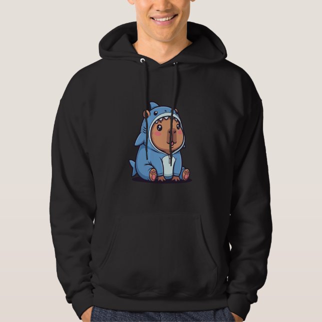 Kawaii Cute Capybara Shark Costume My Capybara is  Hoodie (Front)
