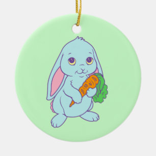 Kawaii Cute Cartoon Bunny Rabbit Carrot Ceramic Tree Decoration