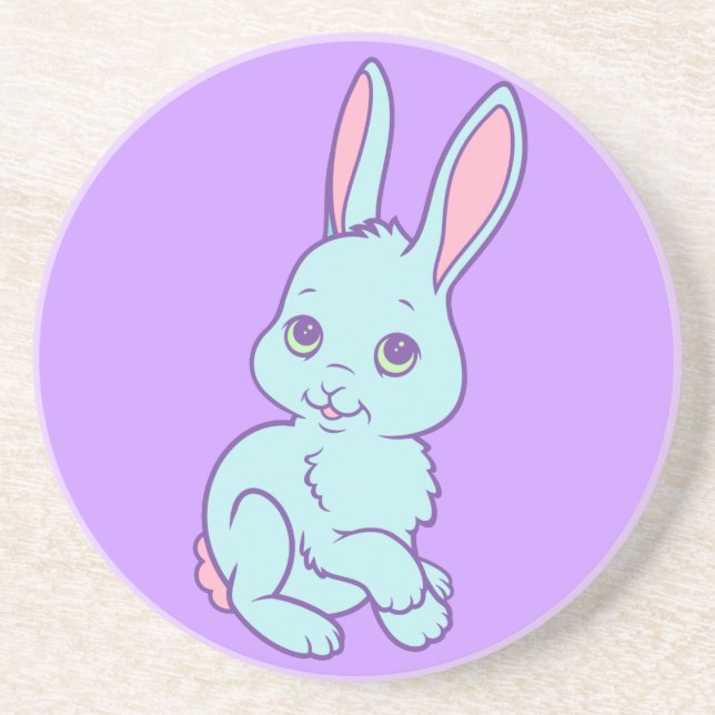 Kawaii Cute Cartoon Bunny Rabbit Coaster (Front)