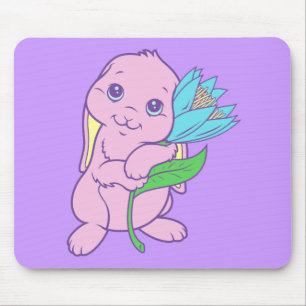 Kawaii Cute Cartoon Bunny Rabbit Flower Mouse Mat