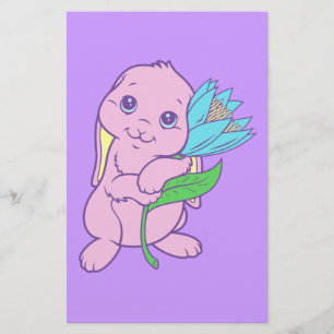 Kawaii Cute Cartoon Bunny Rabbit Flower Stationery