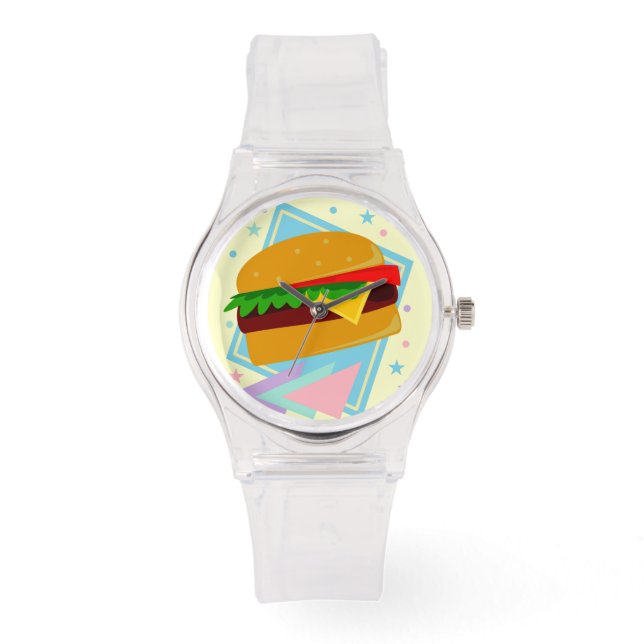 Kawaii Cute Cartoon Hamburger Cheeseburger Burger Watch (Front)