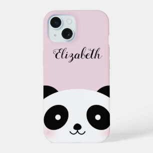 Kawaii Cute Cartoon Panda Bear Custom Name iPhone 15 Case