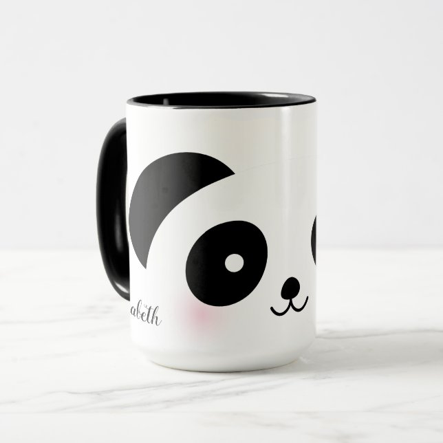 Kawaii Cute Cartoon Panda Bear Custom Name Mug (Front Left)