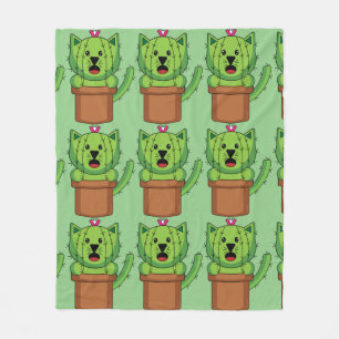 Kawaii Cute Cat Cactus Plant Pet Fleece Blanket
