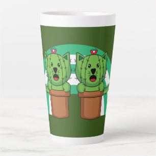 Kawaii Cute Cat Cactus Plant Pet Latte Mug