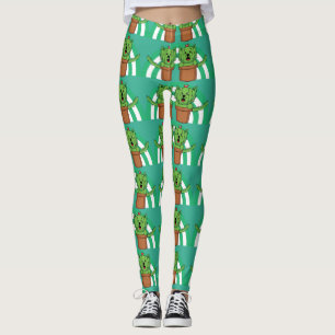 Kawaii Cute Cat Cactus Plant Pet  Leggings