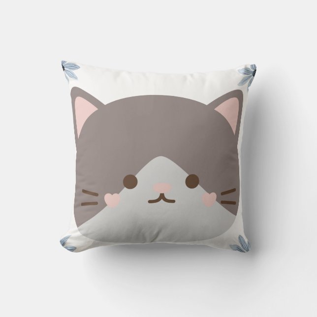 Kawaii Cute Cat Face Cushion (Front)
