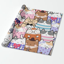  Kawaii Cute Cats Seamless Pattern