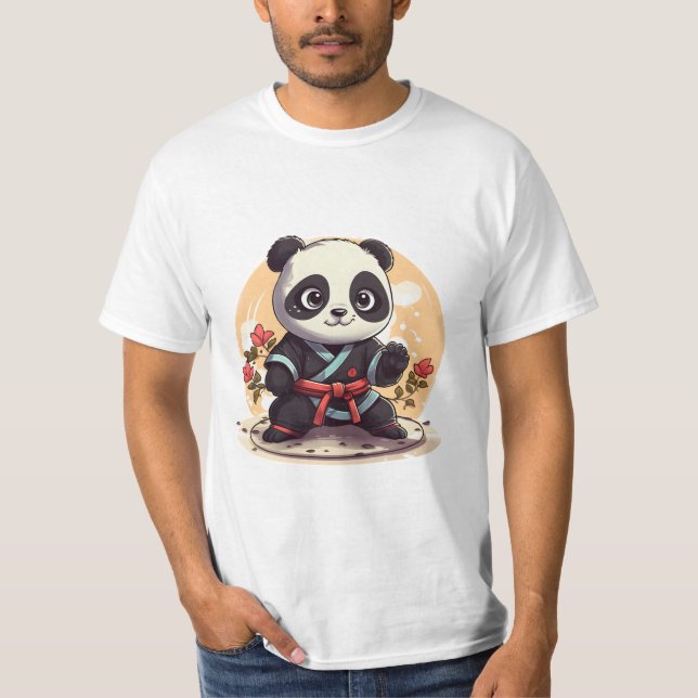 kawaii cute cool karate panda T-Shirt (Front)