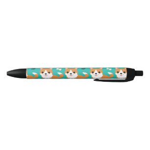 Kawaii Cute Corgi dog simple illustration pattern Black Ink Pen