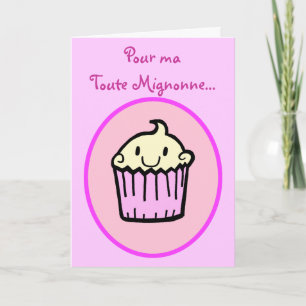 Kawaii Cute Cupcake French Birthday Card