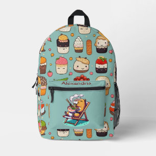 Kawaii Cute Custom Ramen Cat Printed Backpack