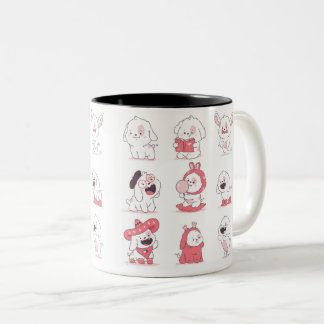  kawaii cute dog  design Two-Tone coffee mug