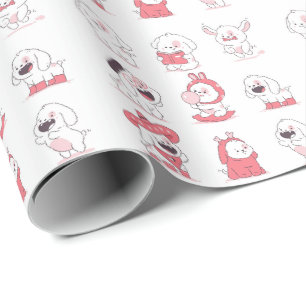 kawaii cute dog design wrapping paper