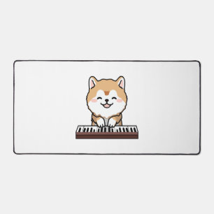 Kawaii Cute Dog Playing Piano Keyboard Desk Mat