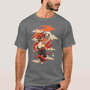 Kawaii Cute Dragon and Ramen Cat Japanese Art T-Shirt