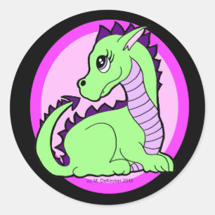 Kawaii Cute Dragon Classic Round Sticker