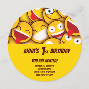 Kawaii Cute Emoji Emoticon Birthday Invitation