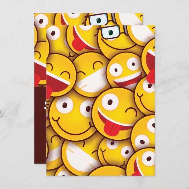Kawaii Cute Emoji Emoticon Birthday Invitation (Front/Back)
