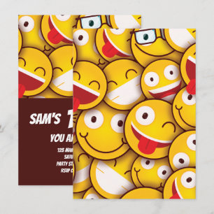 Kawaii Cute Emoji Emoticon Birthday Invitation