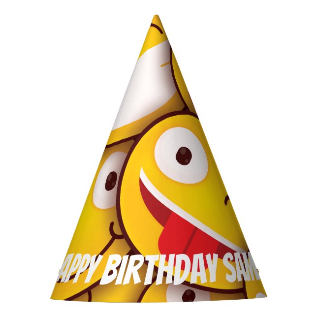 Kawaii Cute Emoji Emoticon Birthday. Party Hat (Front)