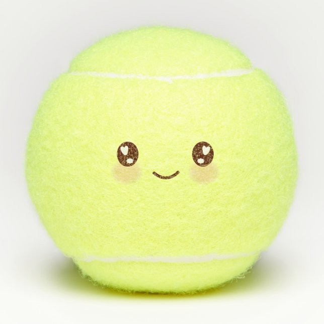 Kawaii Cute Emoticon Emoji Tennis Balls (Front)