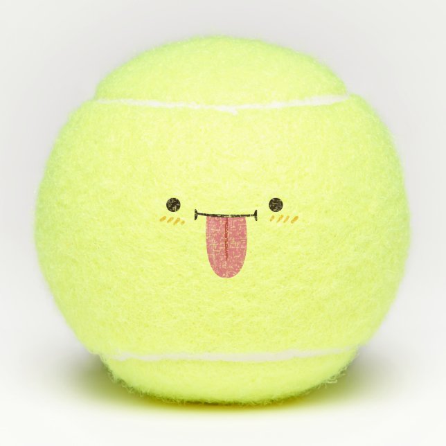 Kawaii Cute Emoticon Emoji Tennis Balls (Front)
