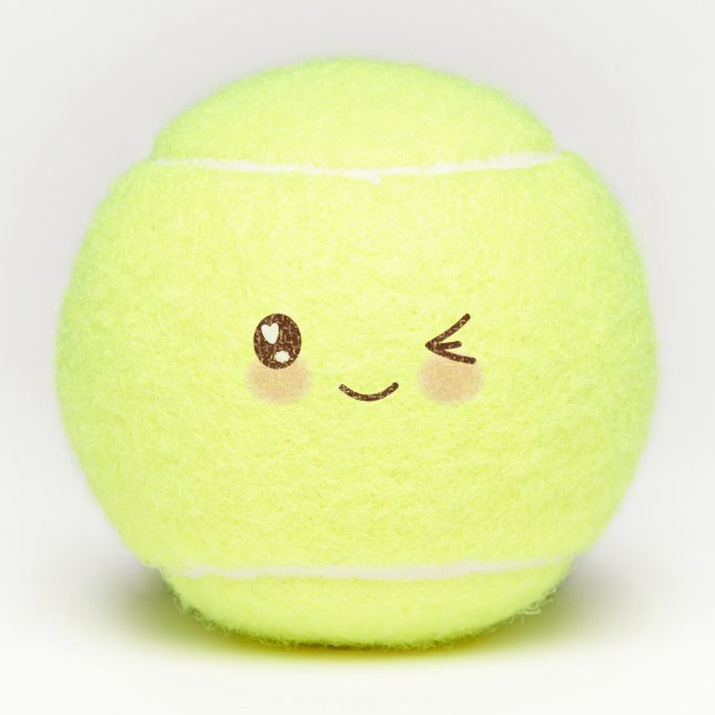 Kawaii Cute Emoticon Emoji Tennis Balls (Front)