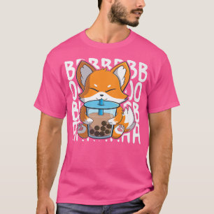kawaii cute fox drinking boba tea bubble tea for a T-Shirt