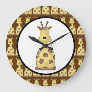 Kawaii Cute Friendly Cartoon Baby Giraffe Wild Art Large Clock