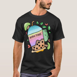 Kawaii Cute Frog Drinking Boba Tea T-Shirt