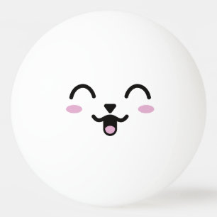 Kawaii Cute Funny Face. Emoji. Emoticon. Ping Pong Ball