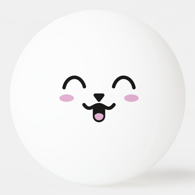 Kawaii Cute Funny Face. Emoji. Emoticon. Ping Pong Ball (Front)
