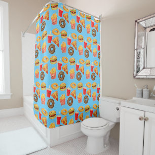 Kawaii Cute Junk Food Shower Curtain