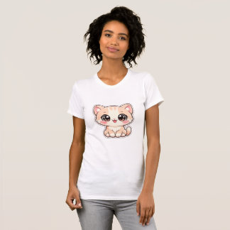  Kawaii Cute Kitten Illustration T-Shirt