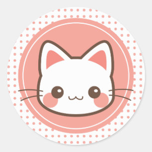 Kawaii cute kitty classic round sticker
