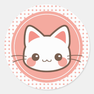 Kawaii cute kitty classic round sticker