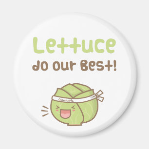 Kawaii Cute Lettuce Do Our Best Food Pun Humour Magnet