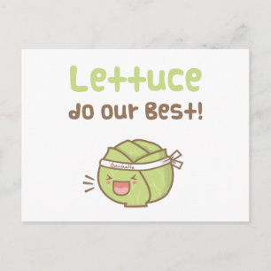 Kawaii Cute Lettuce Do Our Best Food Pun Humour Postcard
