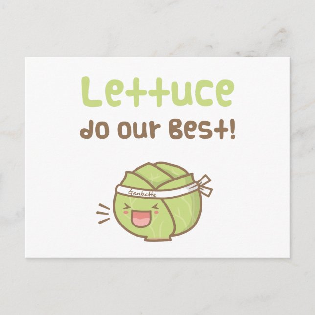 Kawaii Cute Lettuce Do Our Best Food Pun Humour Postcard (Front)