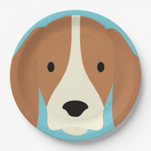 Kawaii Cute Little Puppy Dog. Paper Plate